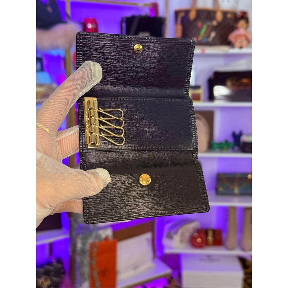 Louis Vuitton Black Epi Leather 4 Ring Key Case Wallet Vintage - Picture 5 of 8